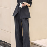 Commuter Irregular Overlap Vest Knit Top And Trousers Three-Piece Set