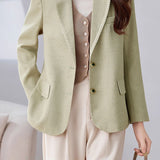 Exquisite Commuter Lapel Long-Sleeve Wool Blazer