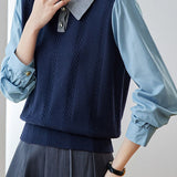 Casual Fake Two-Piece Cable Spliced Knit Top