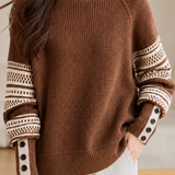 Vintage Commuter Color-Block Waffle Knit Pullover Sweater