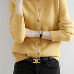 Round Neck Wool Knit Cardigan - 12 Colors Available - liwisi
