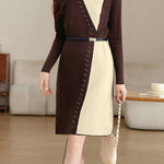 Casual Temperament Color-Block Knitted Dress - liwisi