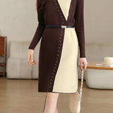 Casual Temperament Color-Block Knitted Dress - liwisi