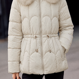 Exquisite Elegant High Neck Hooded Puffer Coat With Large Fur Collar