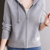 Casual Multi-Collar Zip Label Knit Cardigan