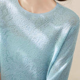 Elegant Solid Color Subtle Jacquard Knit Top