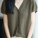 Gentle Commuter Breathable Hollow Out Knit Cardigan