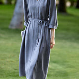 Artistic Commuter V-neck Waist-cinched Dress