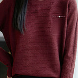 Casual Knit Top With Beads, Rhinestones, Horizontal Arrow Shadow Jacquard