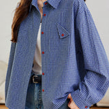 Casual Plaid Shirt With Contrast Buttons & Patch Pockets