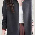 Casual Versatile Lapel Color-Block Knitted Cardigan - liwisi