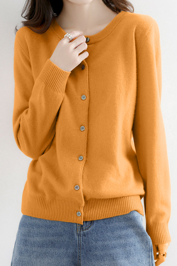 Round Neck Wool Knit Cardigan - 12 Colors Available - liwisi