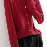 Round Neck Wool Knit Cardigan - 12 Colors Available - liwisi