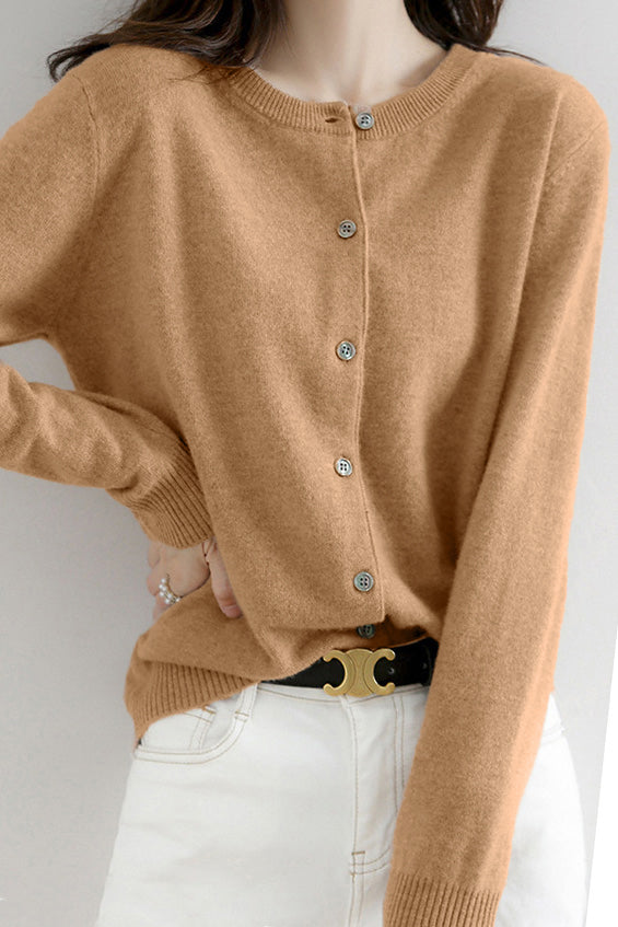 Round Neck Wool Knit Cardigan - 12 Colors Available - liwisi