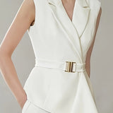 Solid color sleeveless blazer vest