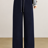 Casual Striped Spliced Elastic Drawstring Trousers