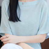 Casual Striped Off-The-Shoulder Raglan Sleeve Knit Top