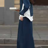 Casual Color Block Sweatshirt and Skirt Set
