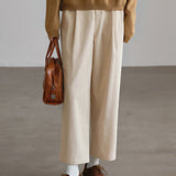 Corduroy Casual Nine-Point Wide-Leg Pants