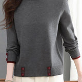 Casual Versatile Long-Sleeve Pullover Color-Block Knitted Top - liwisi
