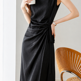 Light Luxury Commuter Side Tie Irregular Satin Dress