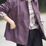 Casual Commuter Lapel Double-Breasted Long-Sleeve Trench Coat