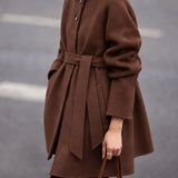 Elegant Commuter Asymmetric Overlap Tie Coat