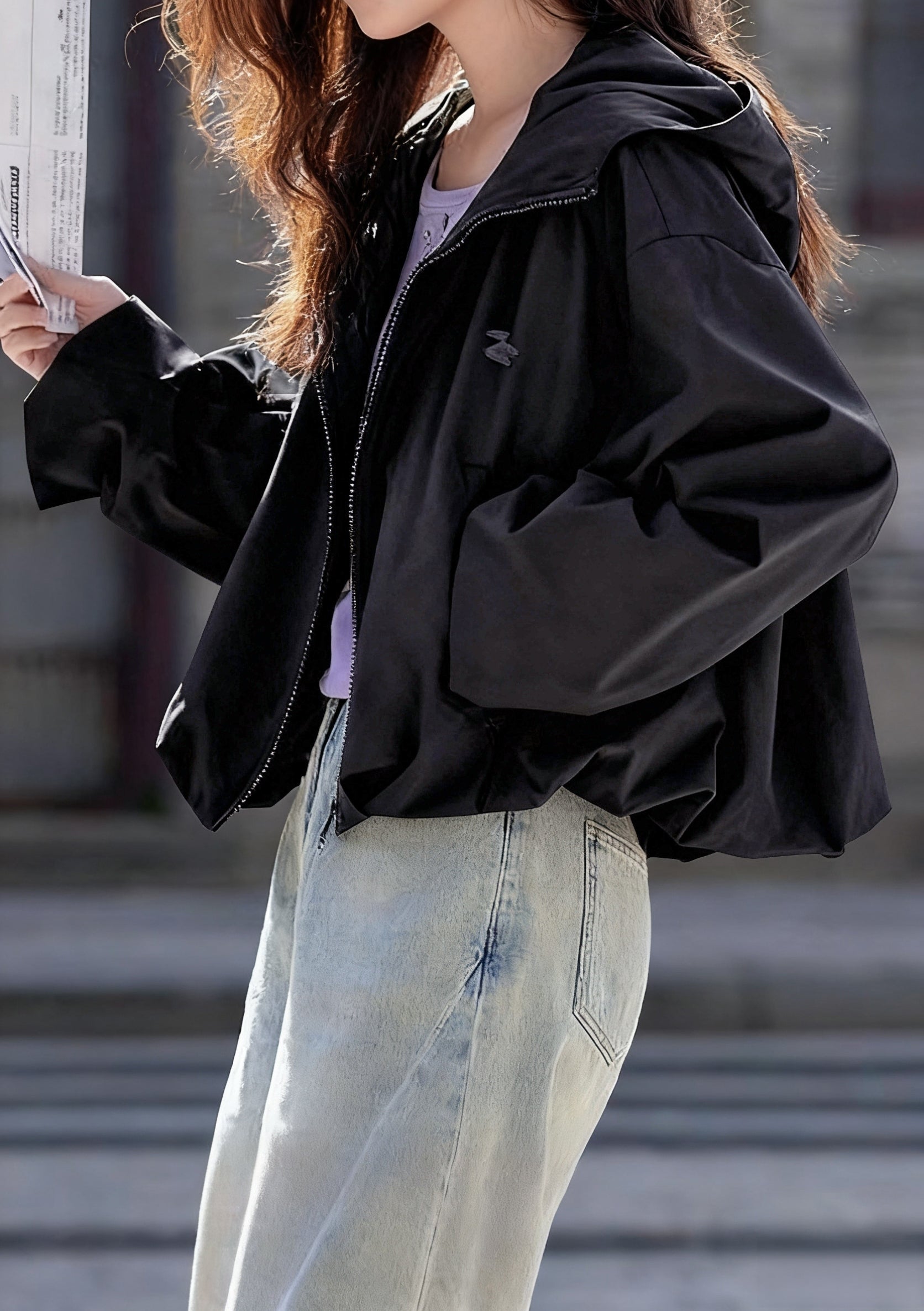 Casual Hooded Short Loose Jacket - liwisi