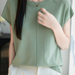 Minimalist versatile round neck top - liwisi