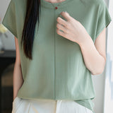 Minimalist versatile round neck top - liwisi