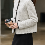 Elegant Commuter Crew Neck Button Long Sleeve Coat
