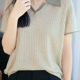Light Luxury Commuter Ribbed Knit T-Shirt