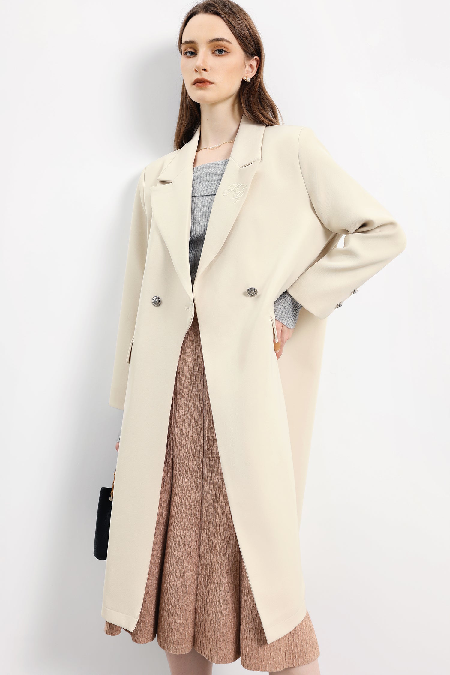 クラシックダブルブレストロングコート　裏地付　4色入 - liwisi