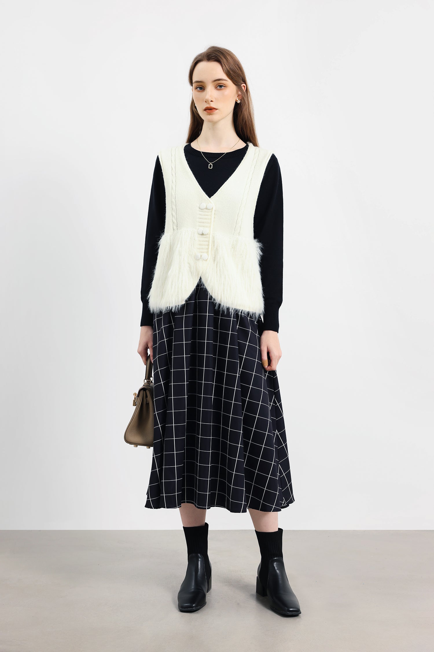 ニットドッキング異色ロングフレアワンピース　6色入 - liwisi