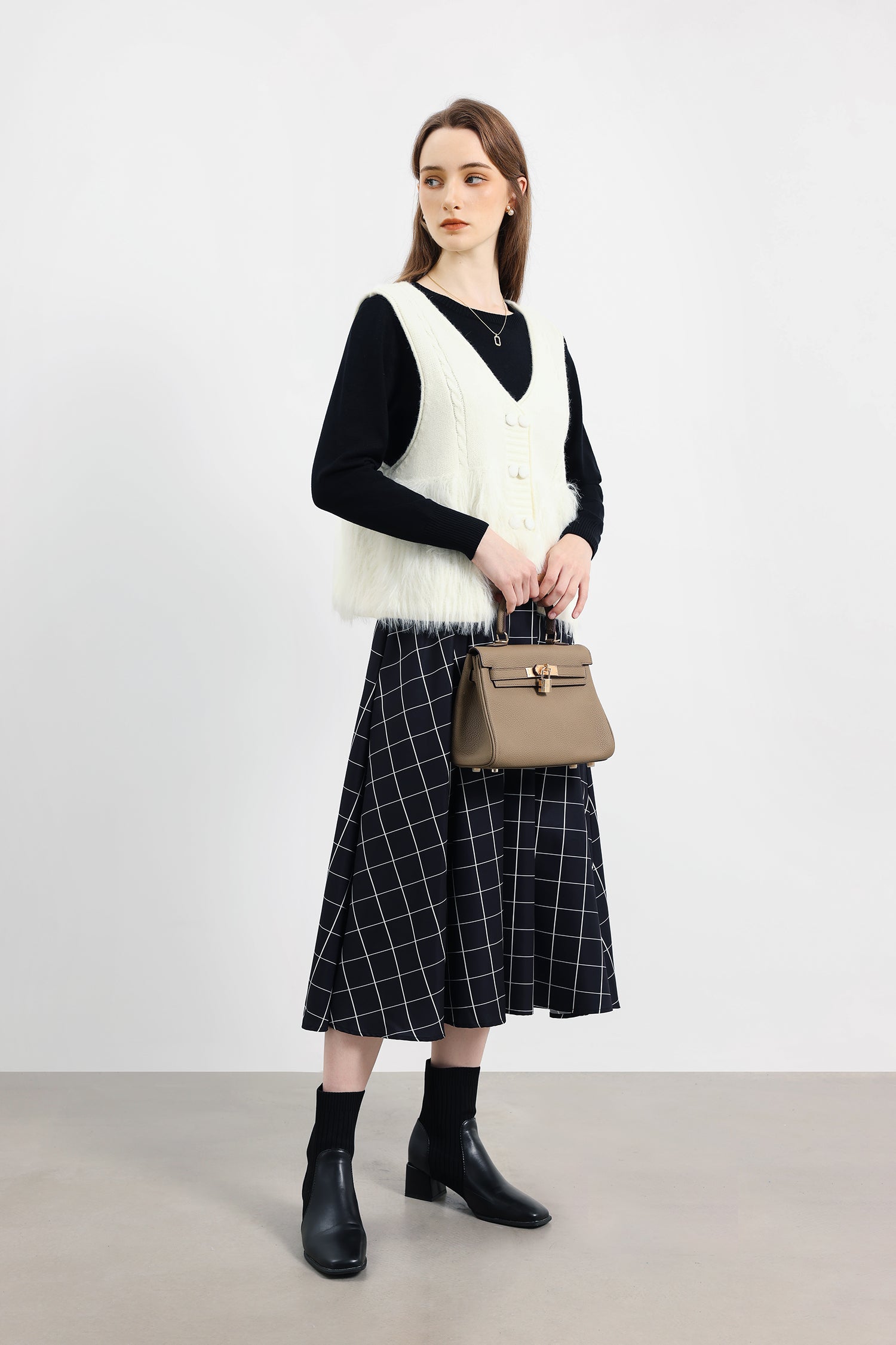 ニットドッキング異色ロングフレアワンピース　6色入 - liwisi
