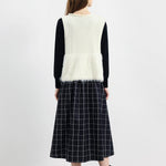 ニットドッキング異色ロングフレアワンピース　6色入 - liwisi