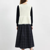 ニットドッキング異色ロングフレアワンピース　6色入 - liwisi