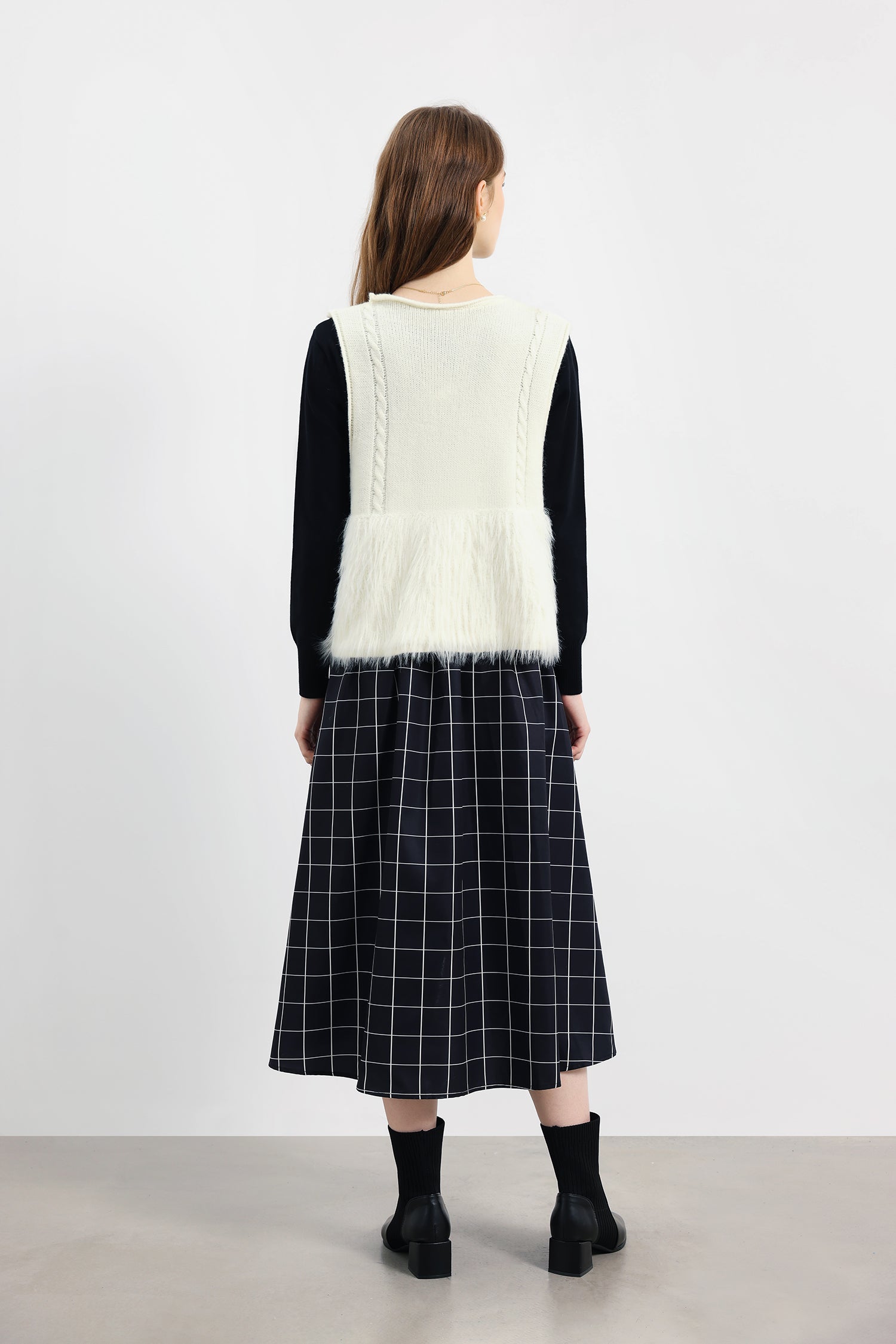 ニットドッキング異色ロングフレアワンピース　6色入 - liwisi