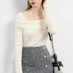 オフショルダーネックシンプルニットトップス　6色入 - liwisi