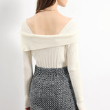 オフショルダーネックシンプルニットトップス　6色入 - liwisi