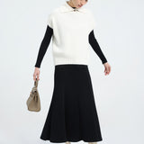 オブロングカラーシンプルニットベスト　6色入 - liwisi