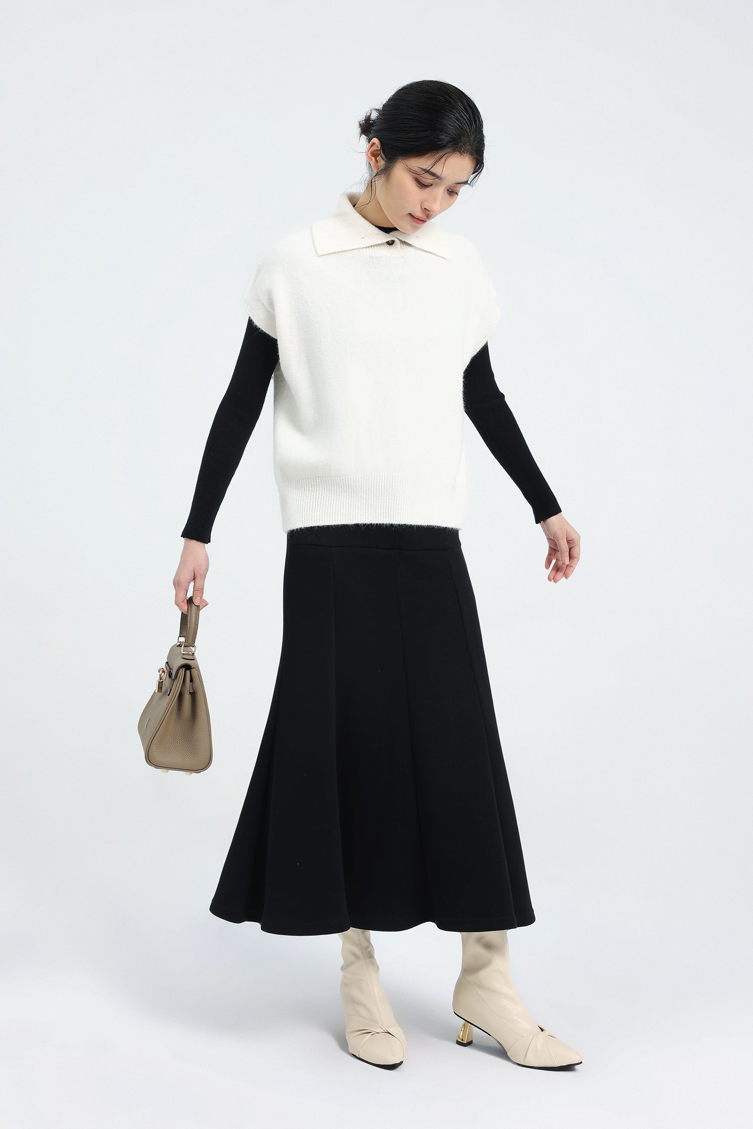 オブロングカラーシンプルニットベスト　6色入 - liwisi