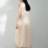 Round Neck Long Balloon Tank Dress with Lining