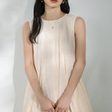 Round Neck Long Balloon Tank Dress with Lining