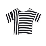 Back Slit Striped Half Sleeve Tunic