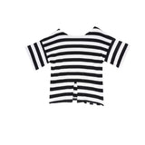 Back Slit Striped Half Sleeve Tunic
