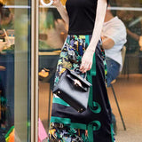 Back Slit Animal Print Long Skirt