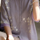 Casual Seven-Point Sleeve Spliced Shirt