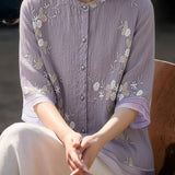 Casual Seven-Point Sleeve Spliced Shirt