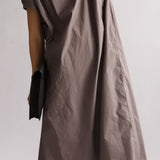 Round Neck Rib Hem Maxi Flare Dress - 3 Colors Available